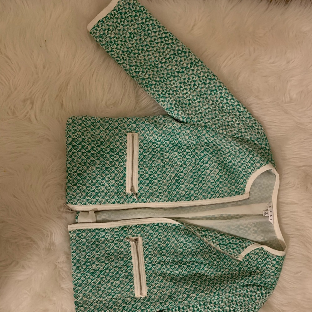 Cabi green and white half sleeve blazer